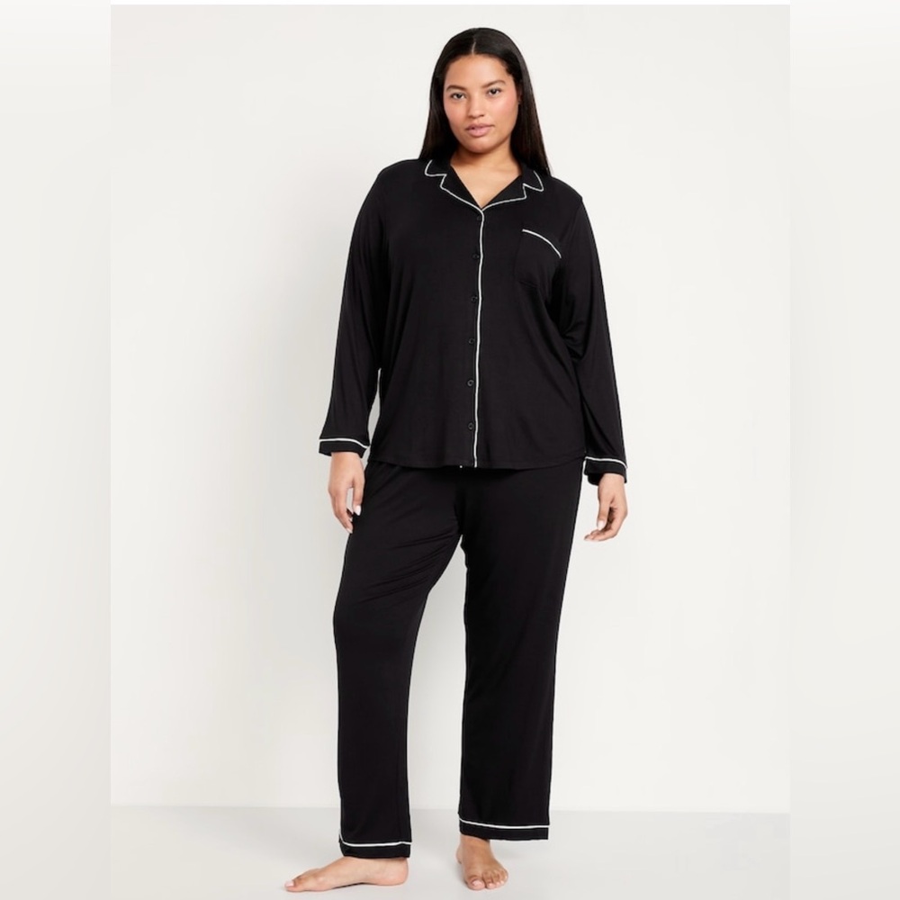 Old Navy Black Pajama Set with White Trim